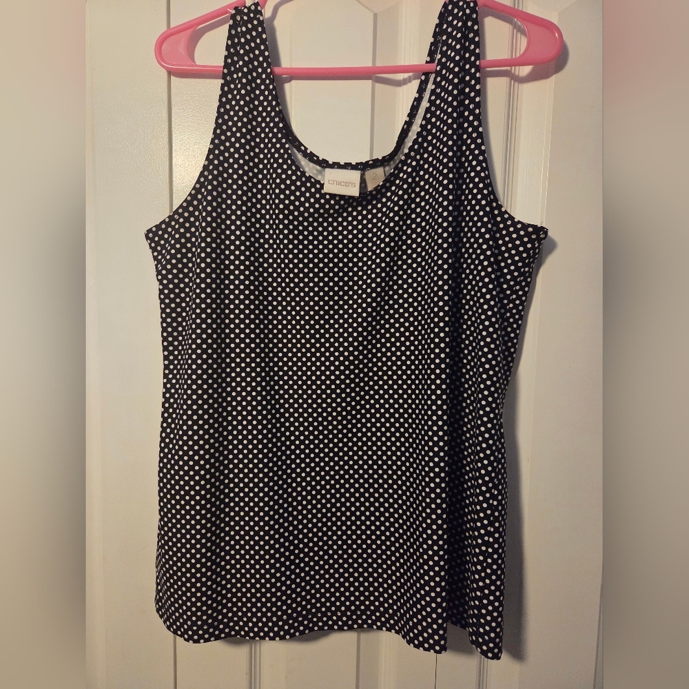 Chico's Black and White Dotted Tank Top